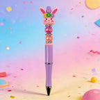 Decorative pen with a rabbit design on a colorful background