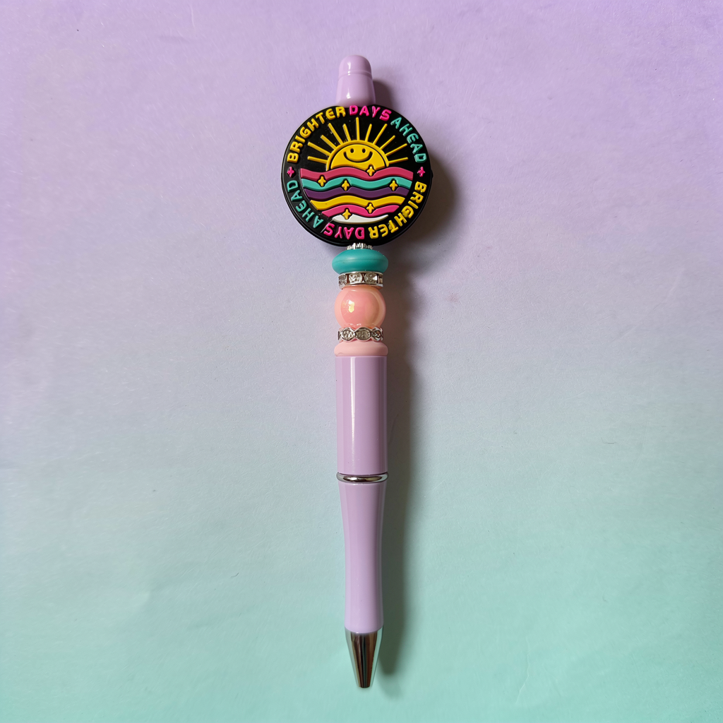 Pen with colorful design on a gradient background