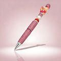 Sparkly pink pig decorative rhinestone pen isolated on soft background