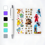 Customizable decorative pen with assorted character-style wraps