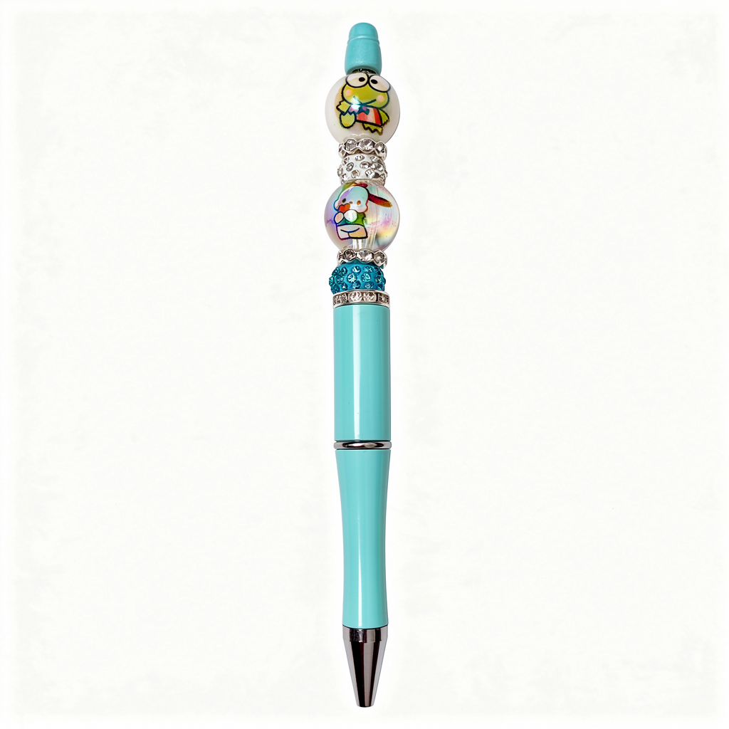 Cute kawaii character decorative ballpoint pen with mint barrel