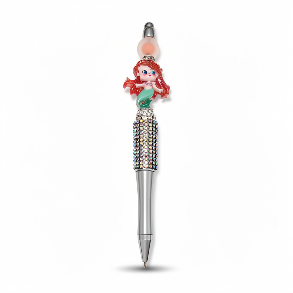 Cute mermaid rhinestone decorative ballpoint pen with crystal barrel