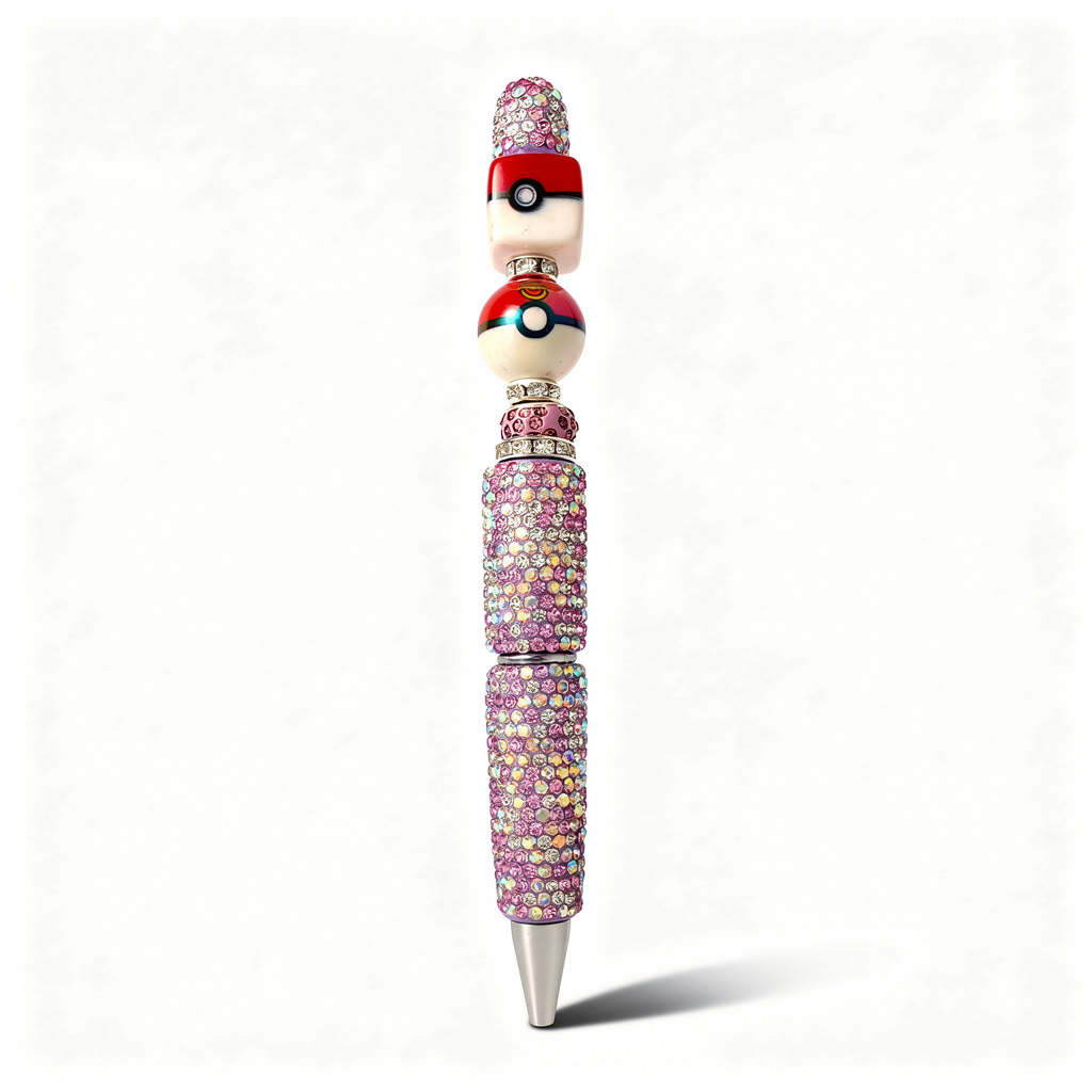 Cute rhinestone decorative pen with crystal barrel and collectible style bead design