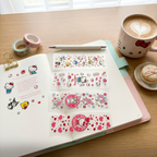 Cute character pen wraps displayed on planner and notebook