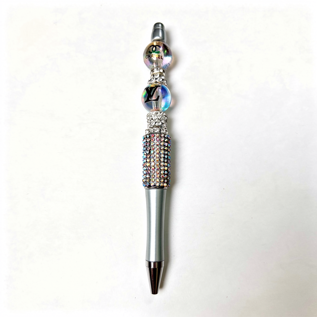 Luxury rhinestone decorative ballpoint pen with crystal bead accents