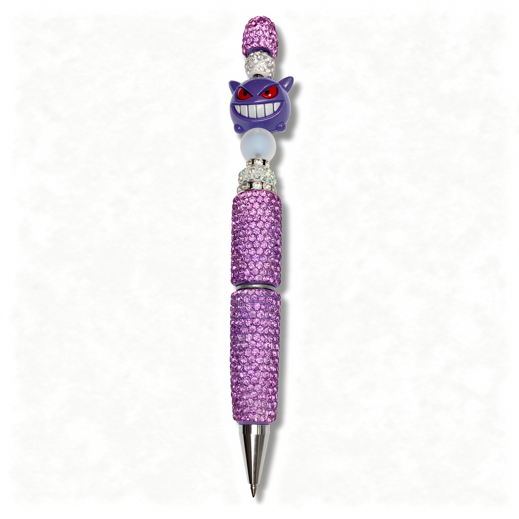 Purple monster rhinestone decorative ballpoint pen with crystal barrel