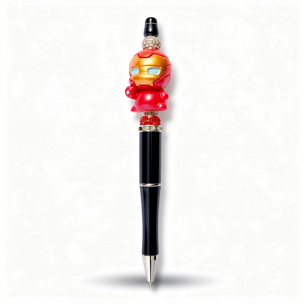 Red hero armor character decorative ballpoint pen with black barrel